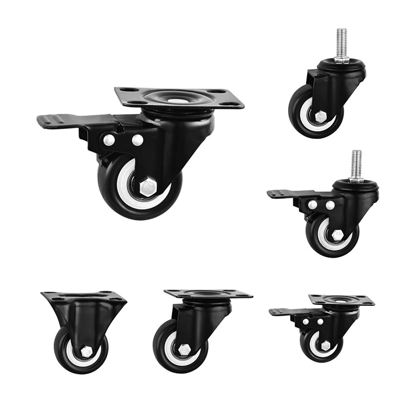 Light Duty Casters med svarta PU -hjul