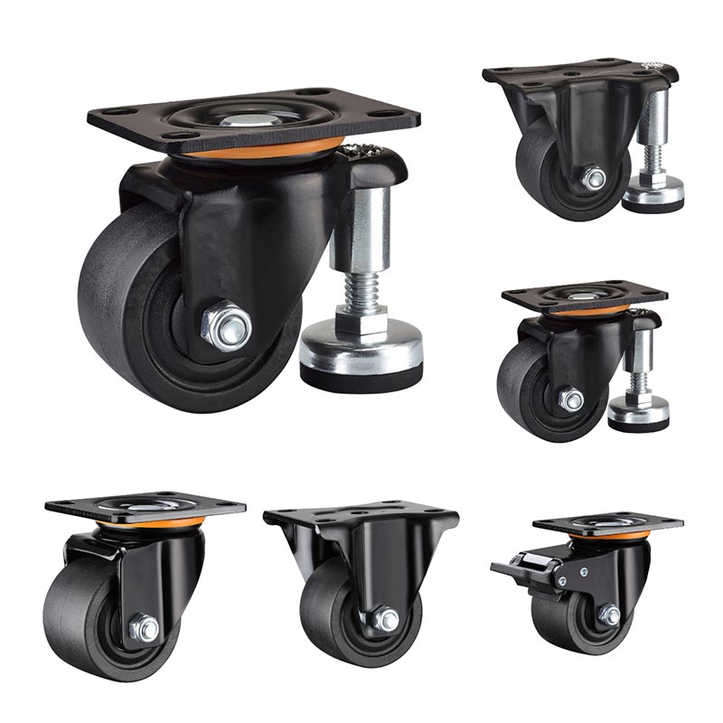 Lågprofil Polyamid Casters hålavstånd 83x60mm